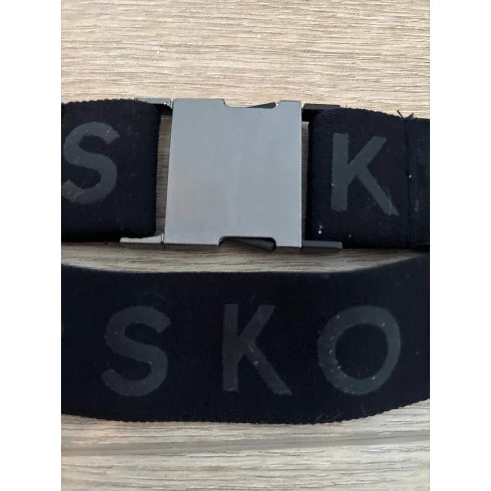 MK Michael Kors Reversible Belt Silver Y2K 90s stretch logo gunmetal grunge s/md